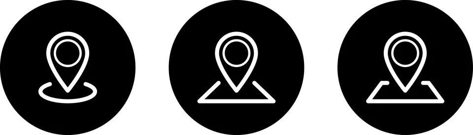 Flat icons of map pin point as a concept of place location Illustrazione stock