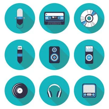 Flat icons Music Stock Illustration