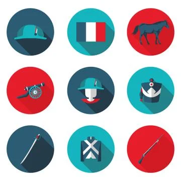 Flat icons Napoleon Stock Illustration