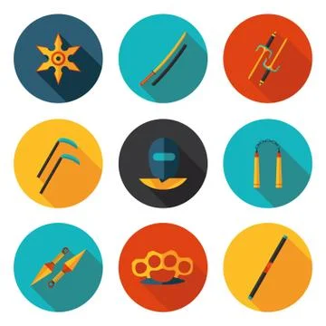 Flat icons ninja Stock Illustration