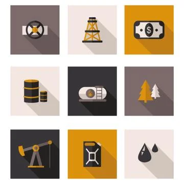 Flat icons oil in vector format. Stock Illustration
