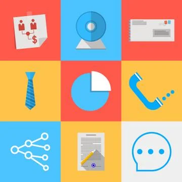Flat icons for outsource communication Stockillustratie