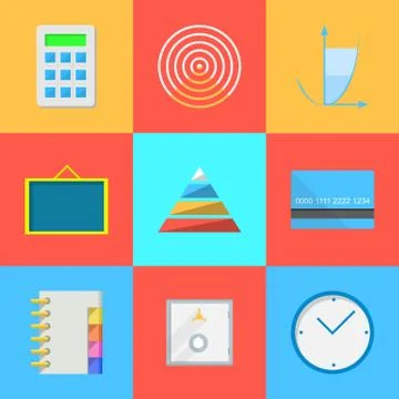 Flat icons for outsource work Stock Illustration