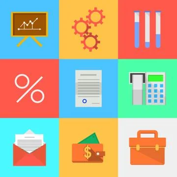 Flat icons for outsourced development Stock-Illustration