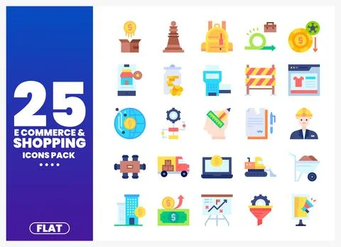 Flat icons pack for e-commerce and shopping themes Иллюстрация