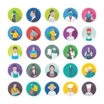 Flat Icons Pack of Professions Stock Illustration
