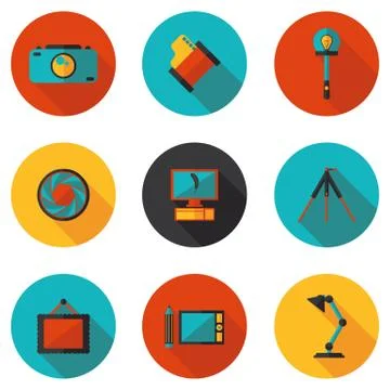 Flat icons photo Stock Illustration