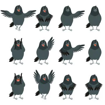 Flat icons of Ravens set Stock Illustration