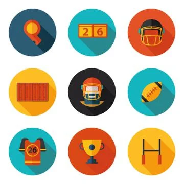 Flat icons Rugby Stock Illustration