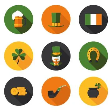 Flat icons Saint Patrick day Stock Illustration