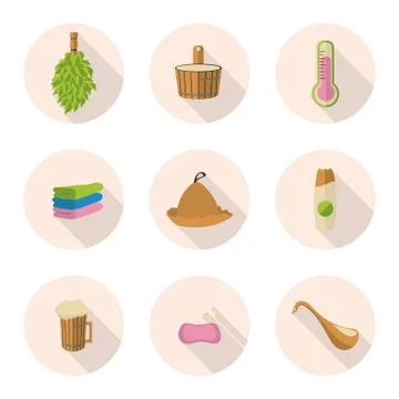 Flat icons sauna Stock Illustration