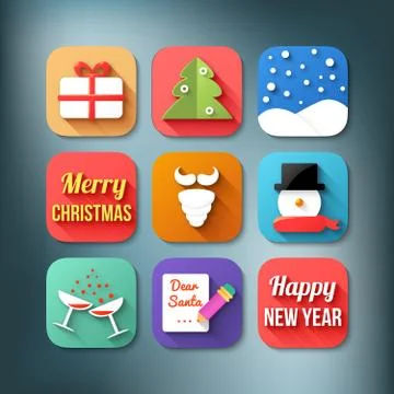 Flat icons set. Christmas theme Illustrazione stock