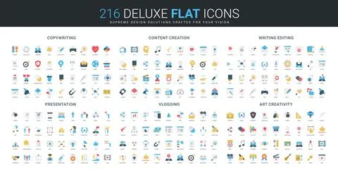 Flat Icons Set for Creative Digital Work Stock Illustration