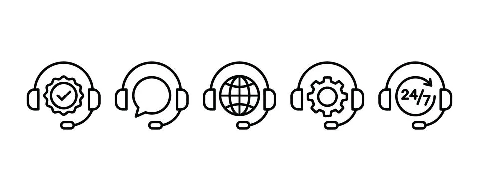 Flat icons set of customer support services Vector Ilustración de archivo