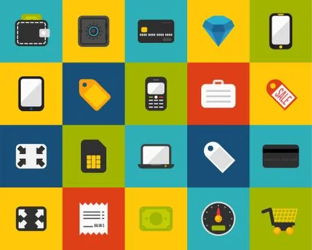 Flat icons set Stock Illustration
