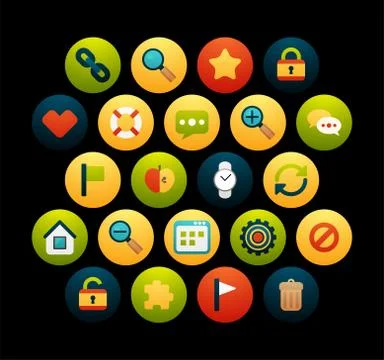 Flat icons set Stock Illustration
