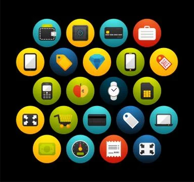 Flat icons set Stock Illustration
