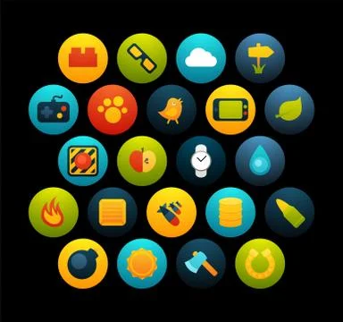 Flat icons set Stock Illustration