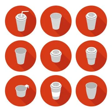 Flat icons set isometric plastic Cup Stock Illustration