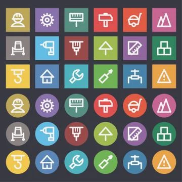 Flat icons set repair construction Stock Illustration