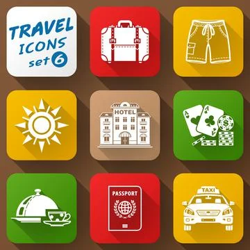 Flat icons set of travel elements Stock Illustration