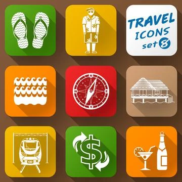 Flat icons set of travel elements Illustrazione stock