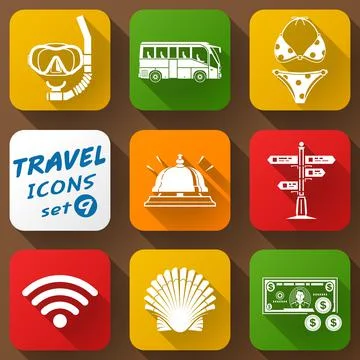 Flat icons set of travel elements イラスト素材