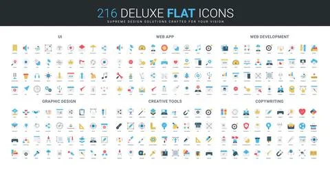 Flat Icons Set for UI Web Design Tools 스톡 일러스트