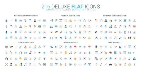 Flat Icons Set for Workplace Communication Themes Illustrazione stock