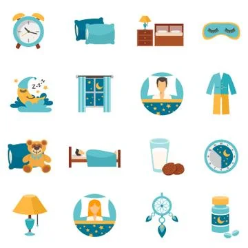 Flat Icons Sleep Time 스톡 일러스트