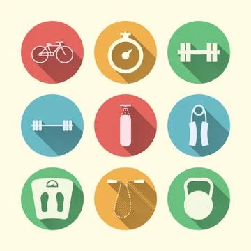 Flat icons for sport Stock Illustration