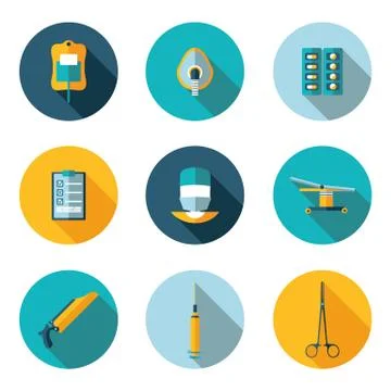 Flat icons surgery Stock Illustration