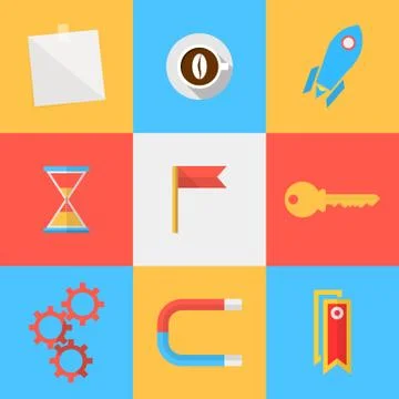 Flat icons for target of outsourced Stock Illustration
