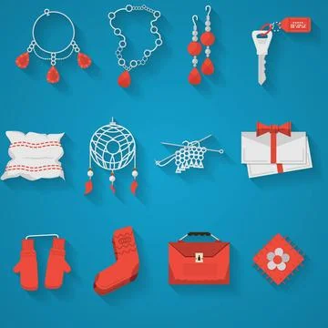 Flat icons vector collection for handmade items Set of flat vector icons i... Fotos de archivo