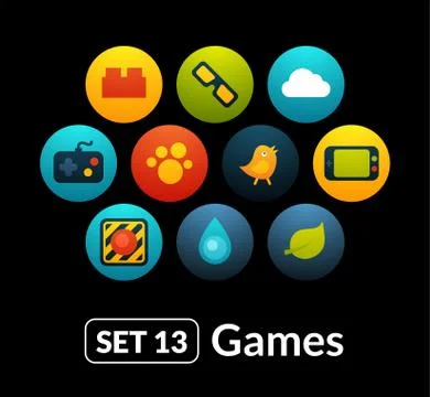 Flat icons vector set 13 - game collection Stock Illustration