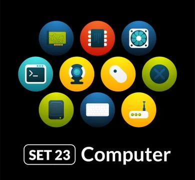 Flat icons vector set 23 - computer collection Illustrazione stock