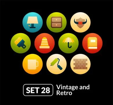 Flat icons vector set 28 - vintage collection Stock Illustration