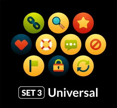 Flat icons vector set 3 - universal collection 库存插图