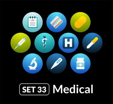 Flat icons vector set 33 - medical collection Stock Illustration