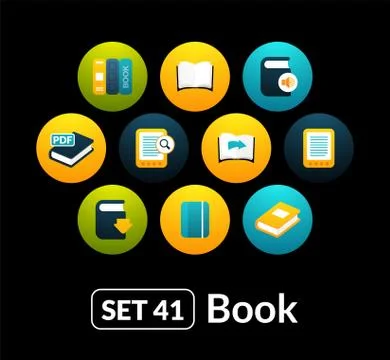 Flat icons vector set 41 - book collection Stock Illustration