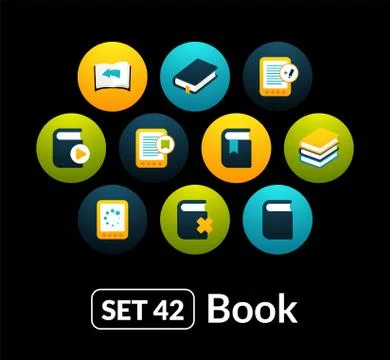 Flat icons vector set 42 - book collection Stock Illustration