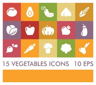Flat icons of vegetables. Vector icons Stock Illustration