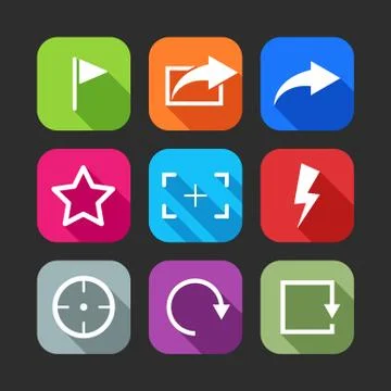 Flat icons for web and mobile applications (flat design with long shadows) Stock Illustration