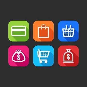 Flat icons for web and mobile applications (flat design with long shadows) Stock Illustration