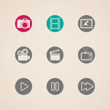 Flat icons for web and mobile applications with creative industry items Stock Illustration