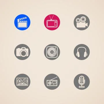 Flat icons for web and mobile applications with creative industry items Illustrazione stock