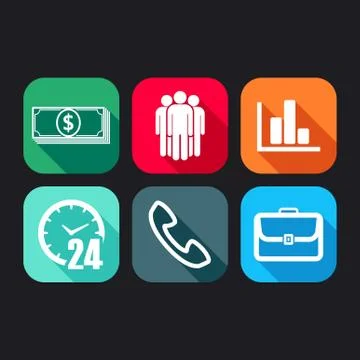 Flat icons for web and mobile applications with business signs Stock Illustration