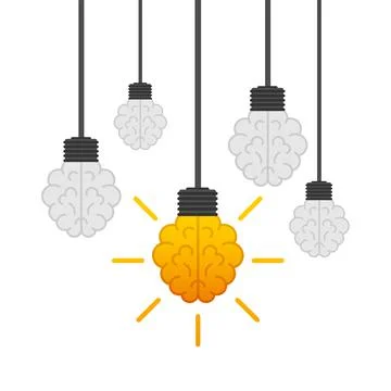 Flat idea for concept design. Lightbulb icon. Idea, solution, business, strategy Stock Illustration