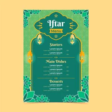 Flat iftar party menu template Stock Illustration