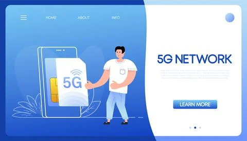 Flat illustration with 5G network people. Flat vector illustration Stockillustratie